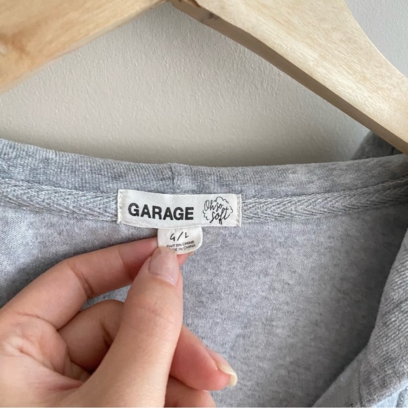 GARAGE Gray Velour Stripe Crop Hoodie - Picture 4 of 8